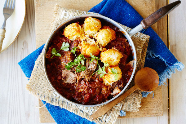 Texan Pulled Pork and Beans with Cheese Dumplings - The Healthy Baker